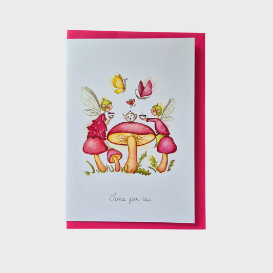 Time For Tea Flower Fairy Greeting Card