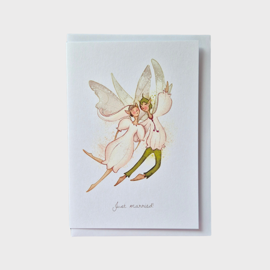 Just Married Flower Fairy Greeting Card