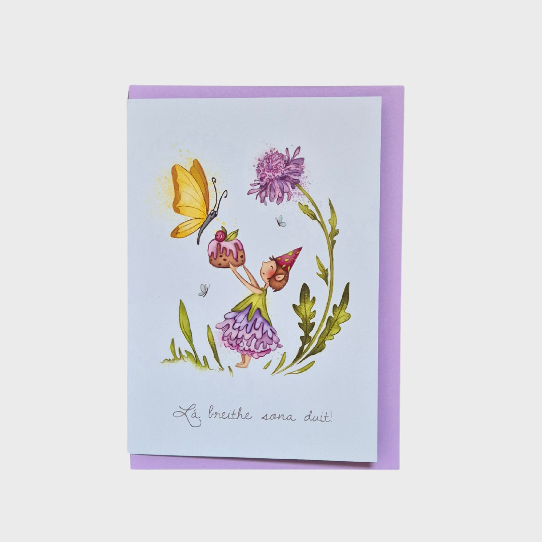 Lá breithe sona duit Flower Fairy Greeting Card