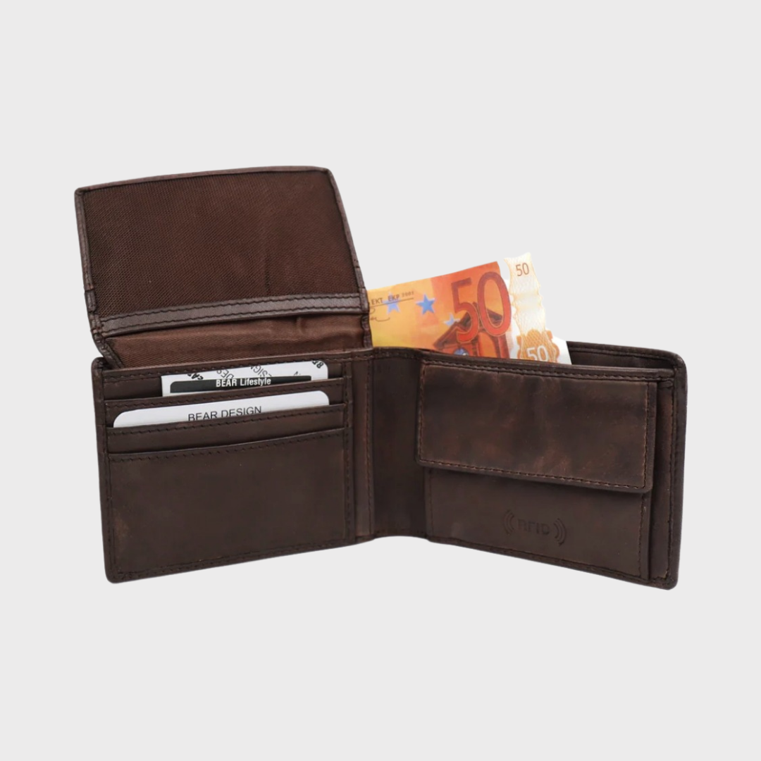 Bear Brown Leather Wallet