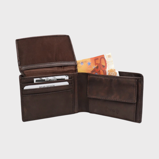 Bear Brown Leather Wallet
