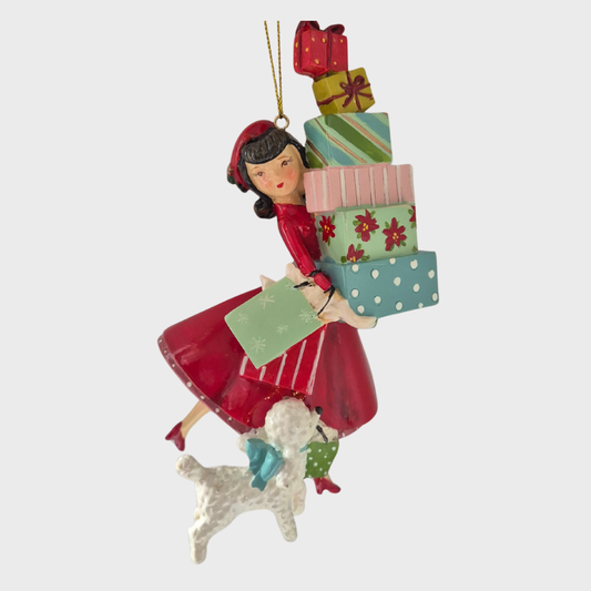 Vintage Lady with Gifts Hanging Decoration