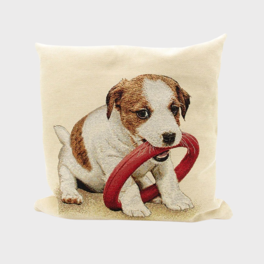 Playful Jack Russell Puppy Cushion Cover