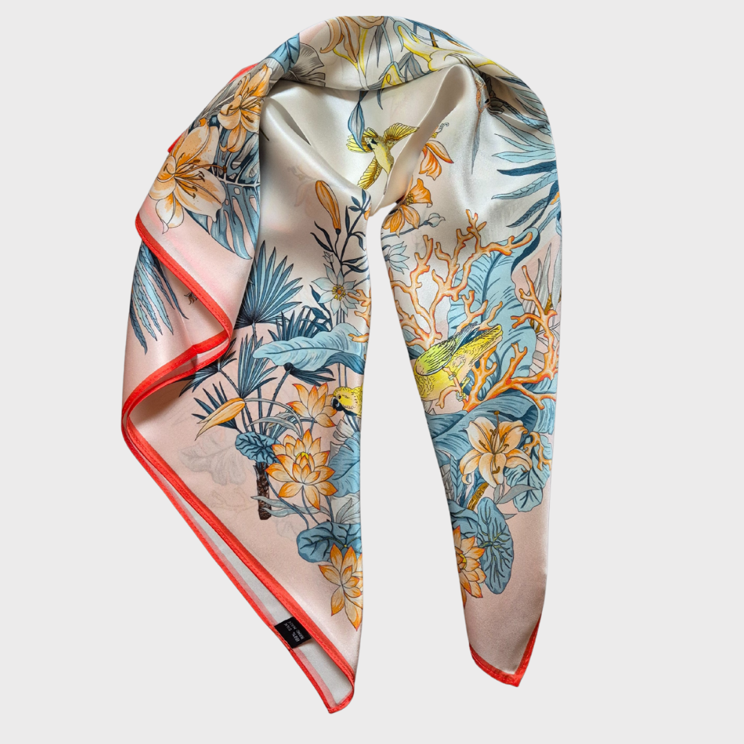 Mulberry Silk Tropical Square Scarf