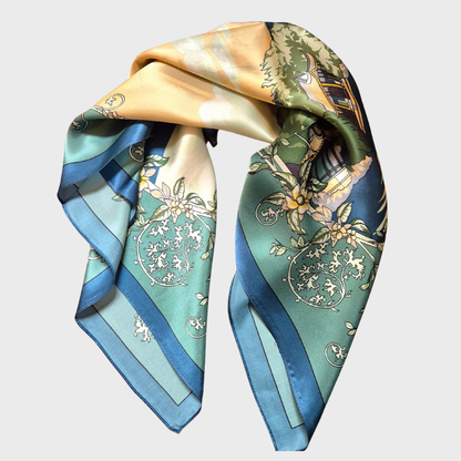 Mulberry Silk Garden Lake Square Scarf
