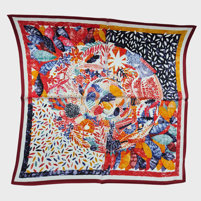Mulberry Silk Square Botanical Scarf