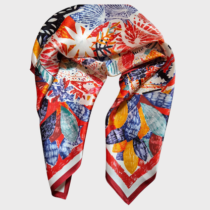 Mulberry Silk Square Botanical Scarf