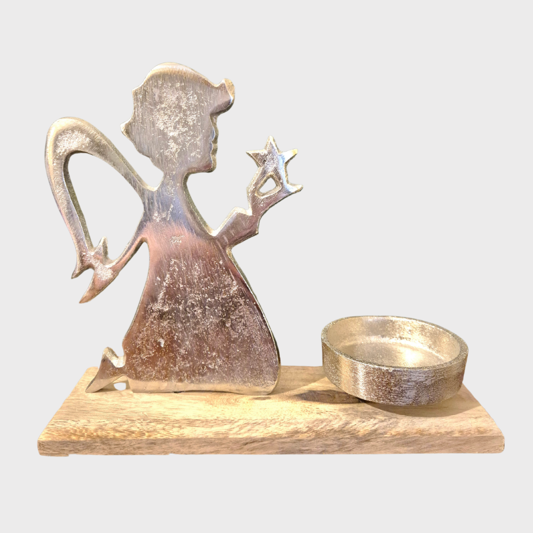 Silver Angel Tea Light Holder