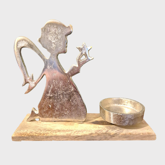 Silver Angel Tea Light Holder