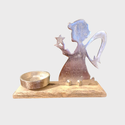 Silver Angel Tea Light Holder
