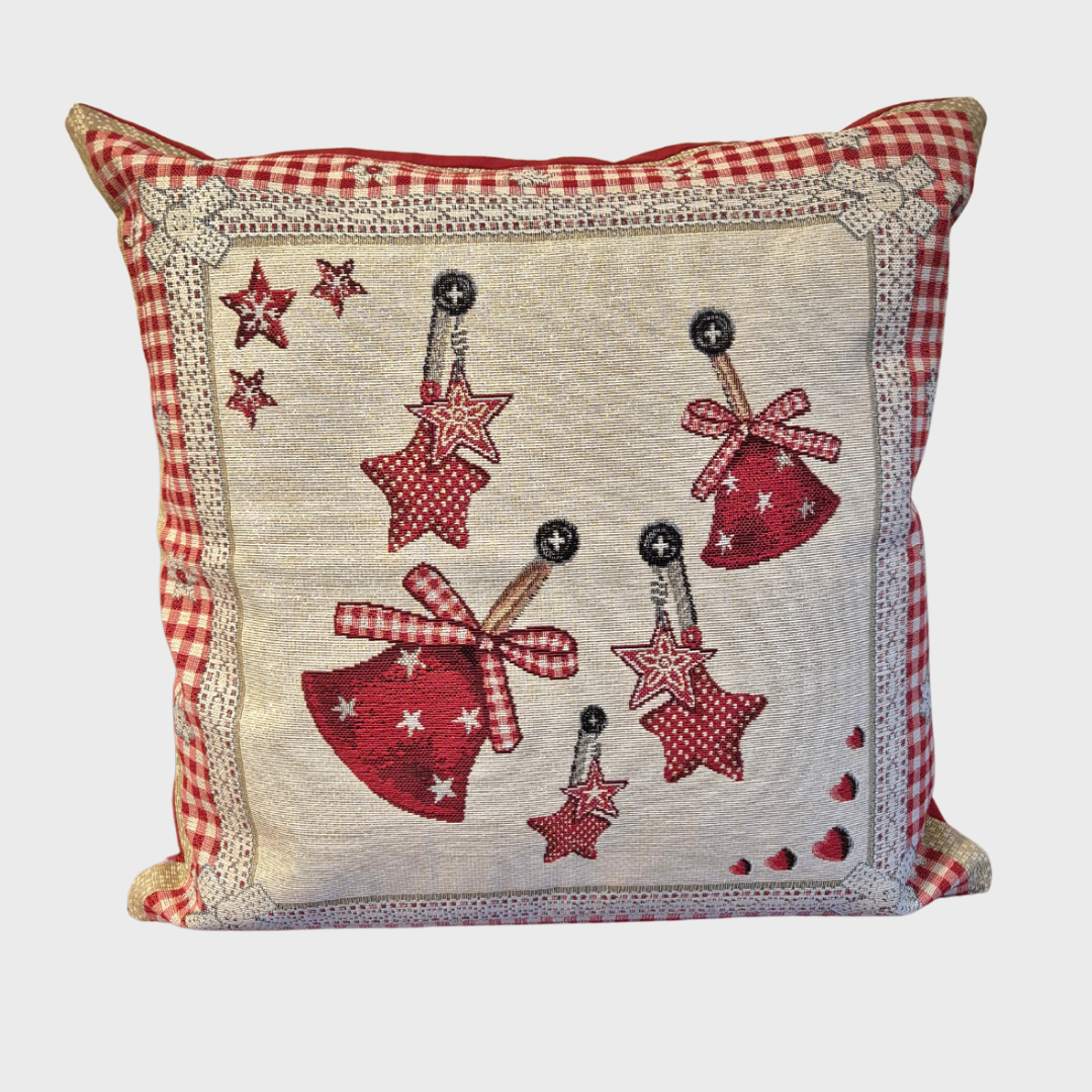 Christmas Hanging Bells & Stars Cushion Cover
