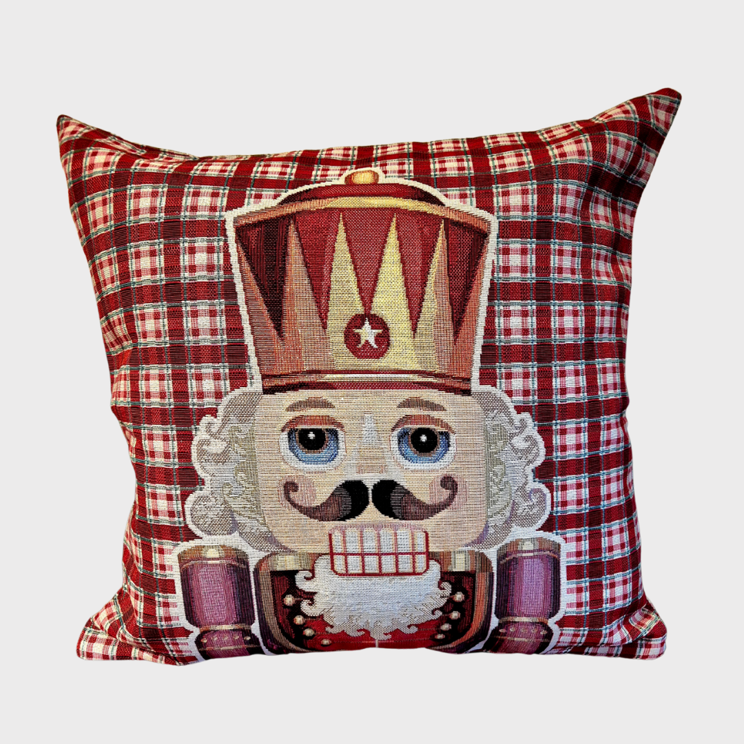 Christmas Check Nutcracker Cushion Cover