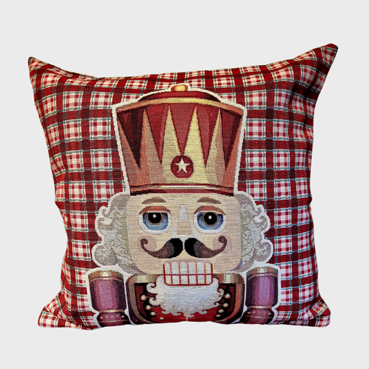 Christmas Check Nutcracker Cushion Cover