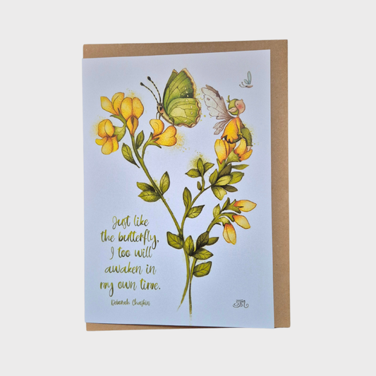 Butterfly Quote Flower Fairy Large Greeting Card