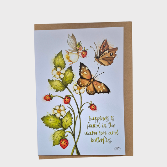 Happiness Quote Large Flower Fairy Greeting Card