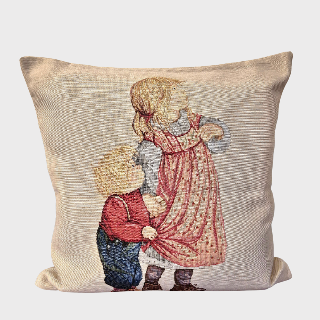 Vintage Christmas Children Cushion Cover