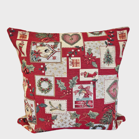 Red Glitter Patch Christmas Cushion Cover