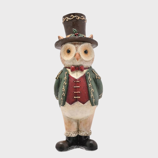 Christmas Owl Top Hat Figurine