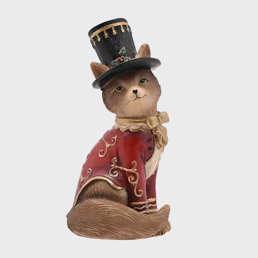 Christmas Fox in a top Hat Figurine