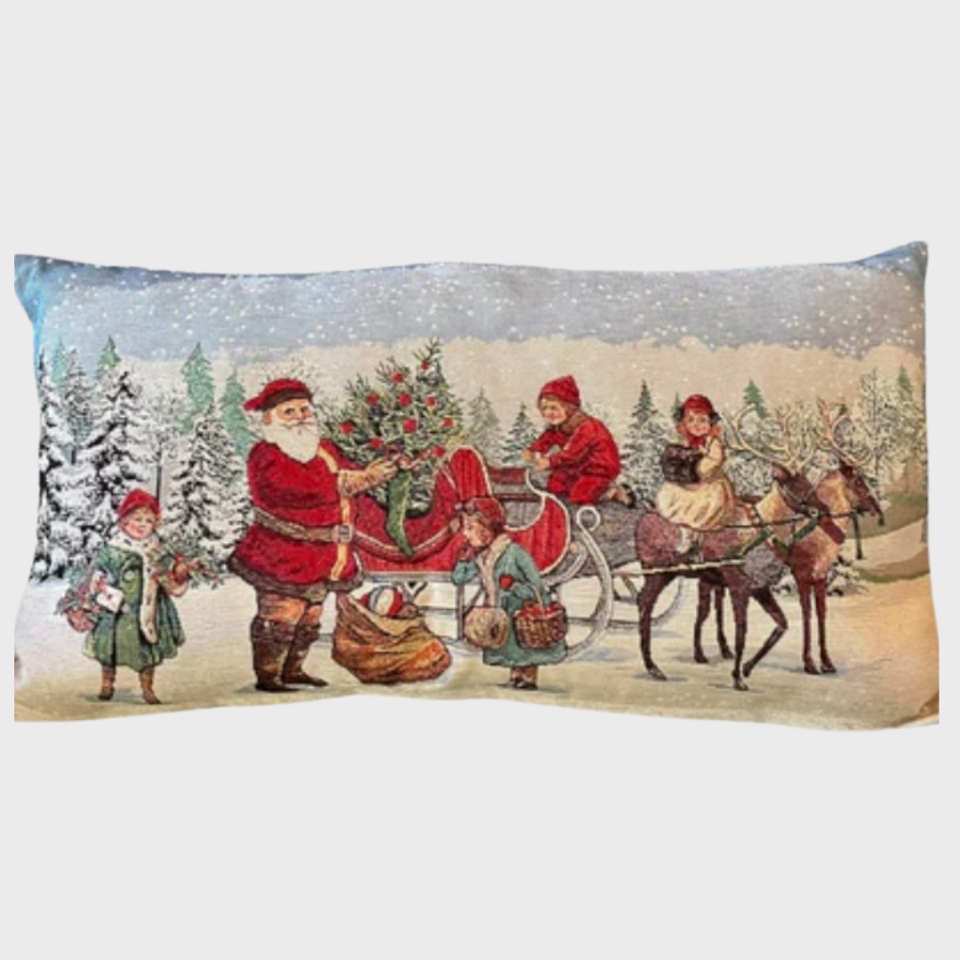 Santa & his Sleigh Christmas Cushion Cover