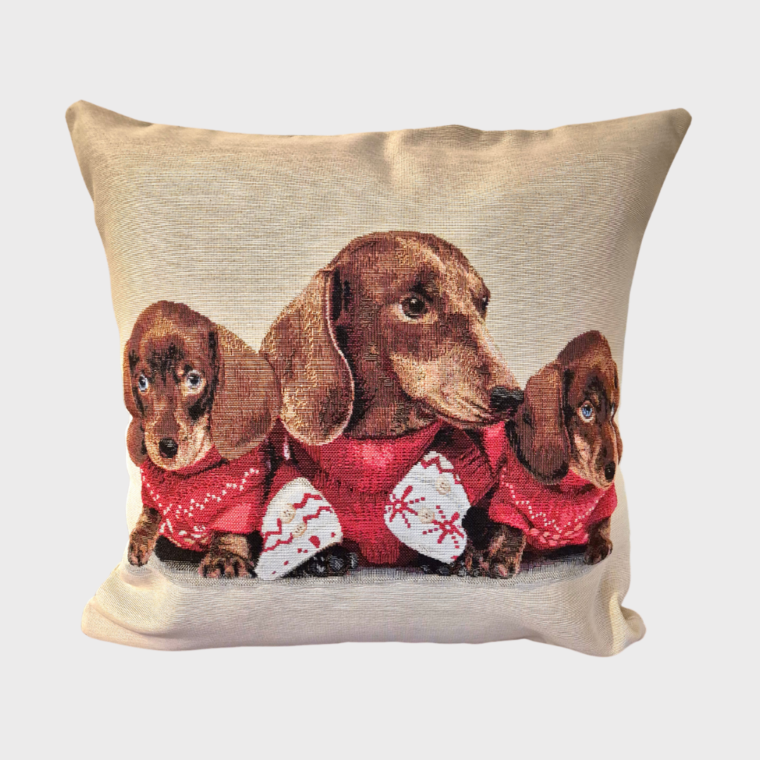 Dachshund Christmas Trio Cushion Cover