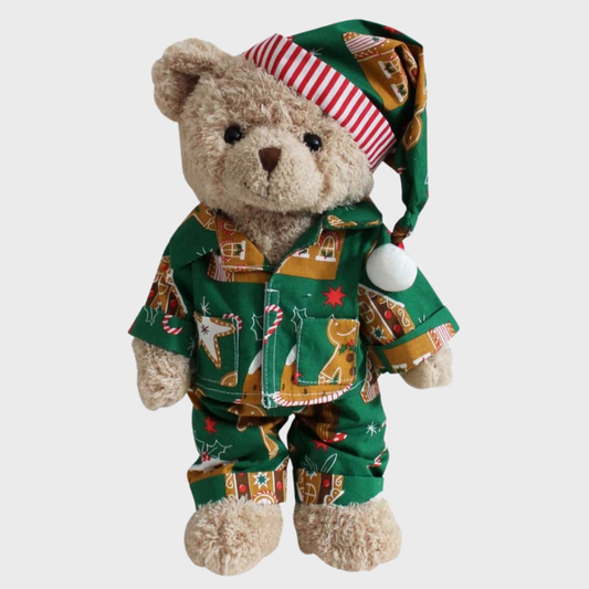 Teddy Bear in Christmas Gingerbread Pyjamas