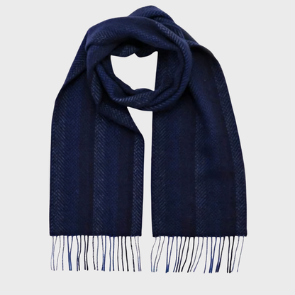 Irish Cashmere Merino Navy Stripe Scarf