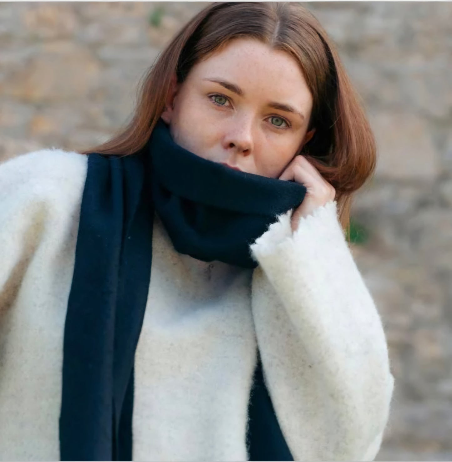 Irish luxury 100% Cashmere Navy Scarf