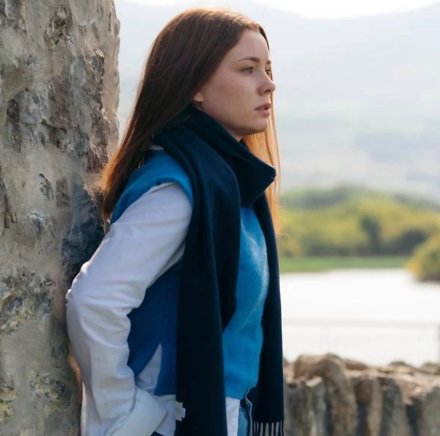 Irish luxury 100% Cashmere Navy Scarf