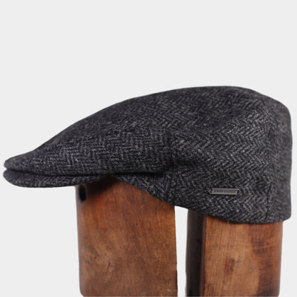 Traditional Tweed Cap in Charcoal Herringbone