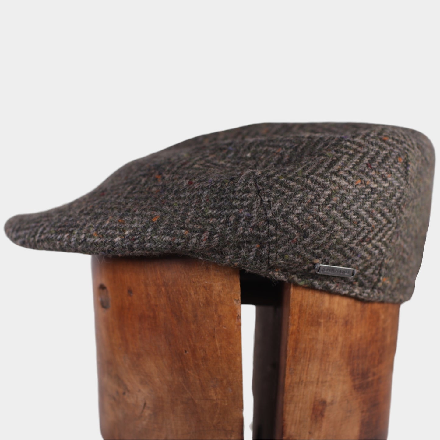 Tweed Sports Cap in Green Herringbone