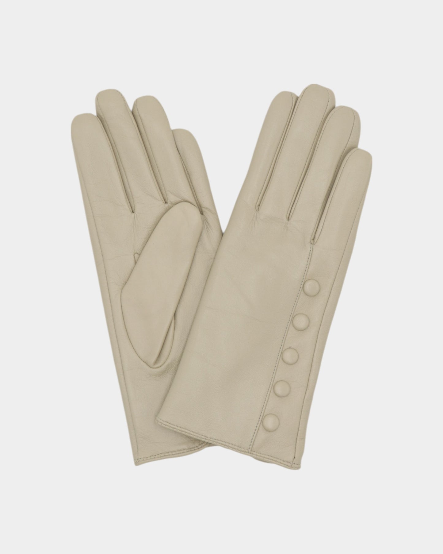 Ladies leather gloves on neutral background