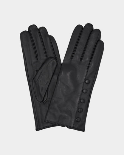 Ladies leather gloves on neutral background