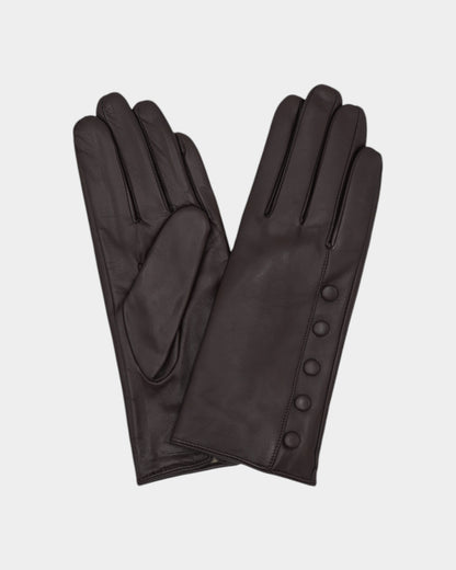 Ladies leather gloves on neutral background