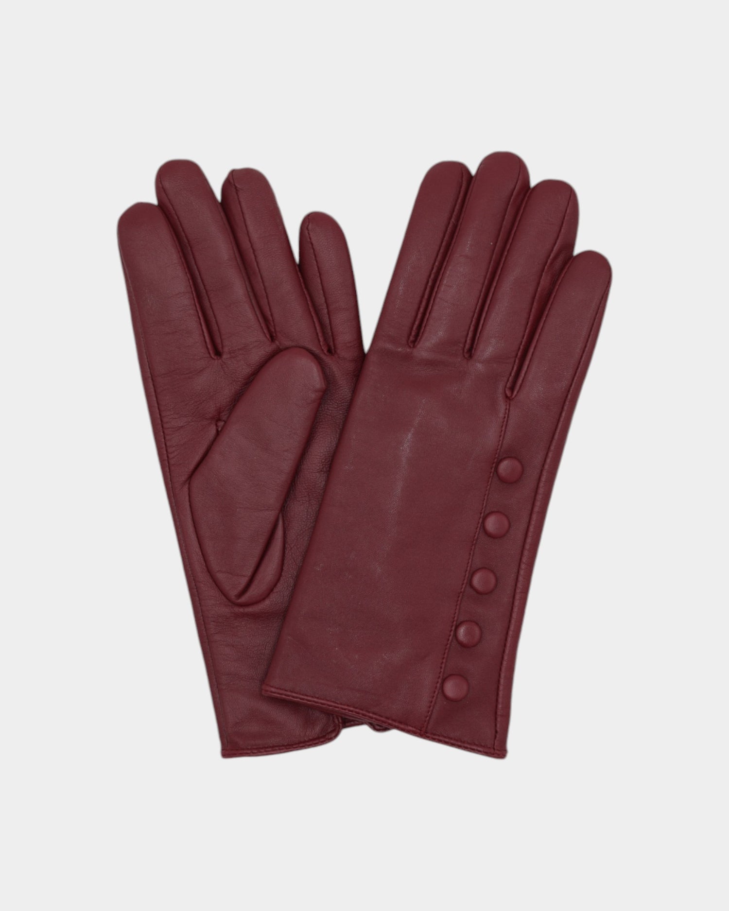 Ladies leather gloves on neutral background