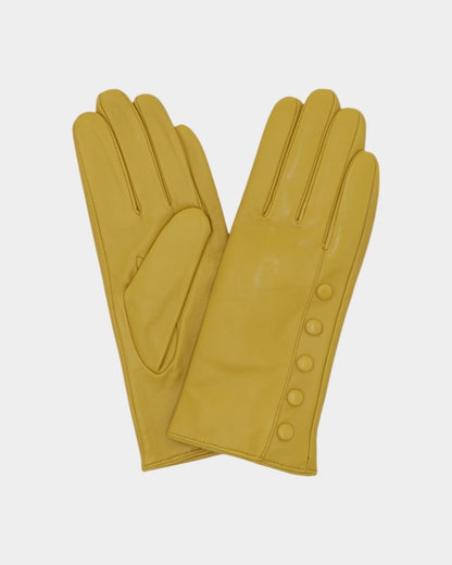 Ladies leather gloves on neutral background