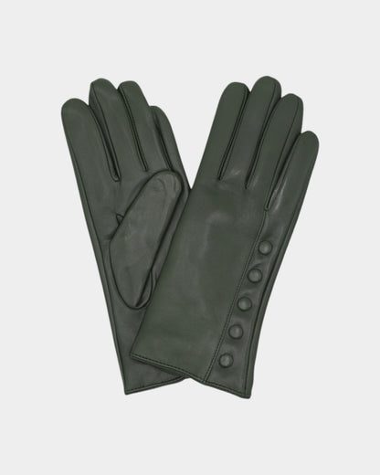 Ladies leather gloves on neutral background