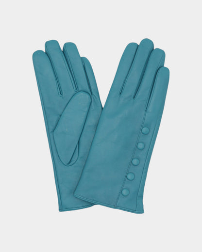 Ladies leather gloves on neutral background