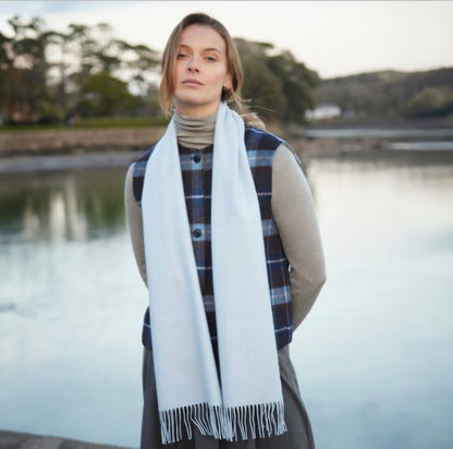 Irish Pale Blue Merino Wool Scarf