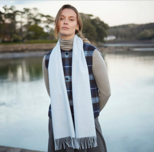 Irish Pale Blue Merino Wool Scarf
