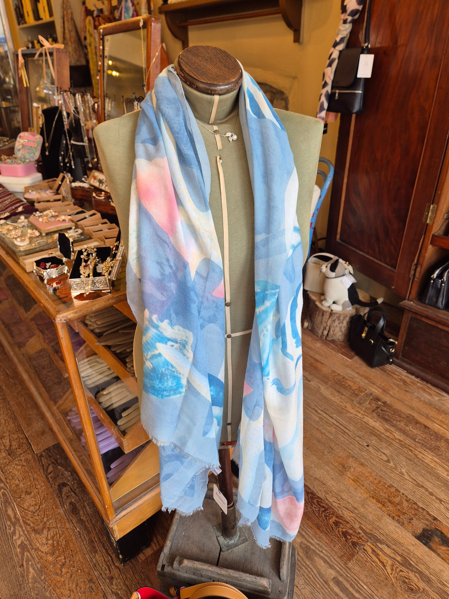 Pink & Blue Seashell Scarf