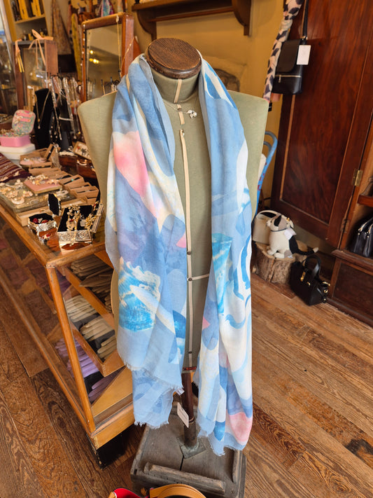 Pink & Blue Seashell Scarf