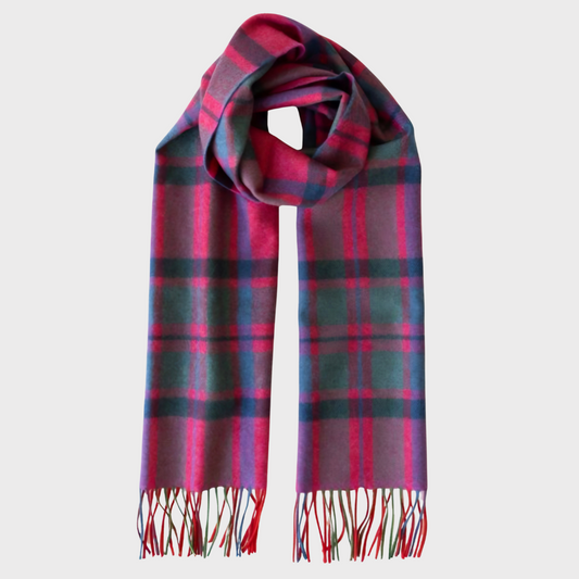 Pink Slate Navy Check Merino Wool Scarf