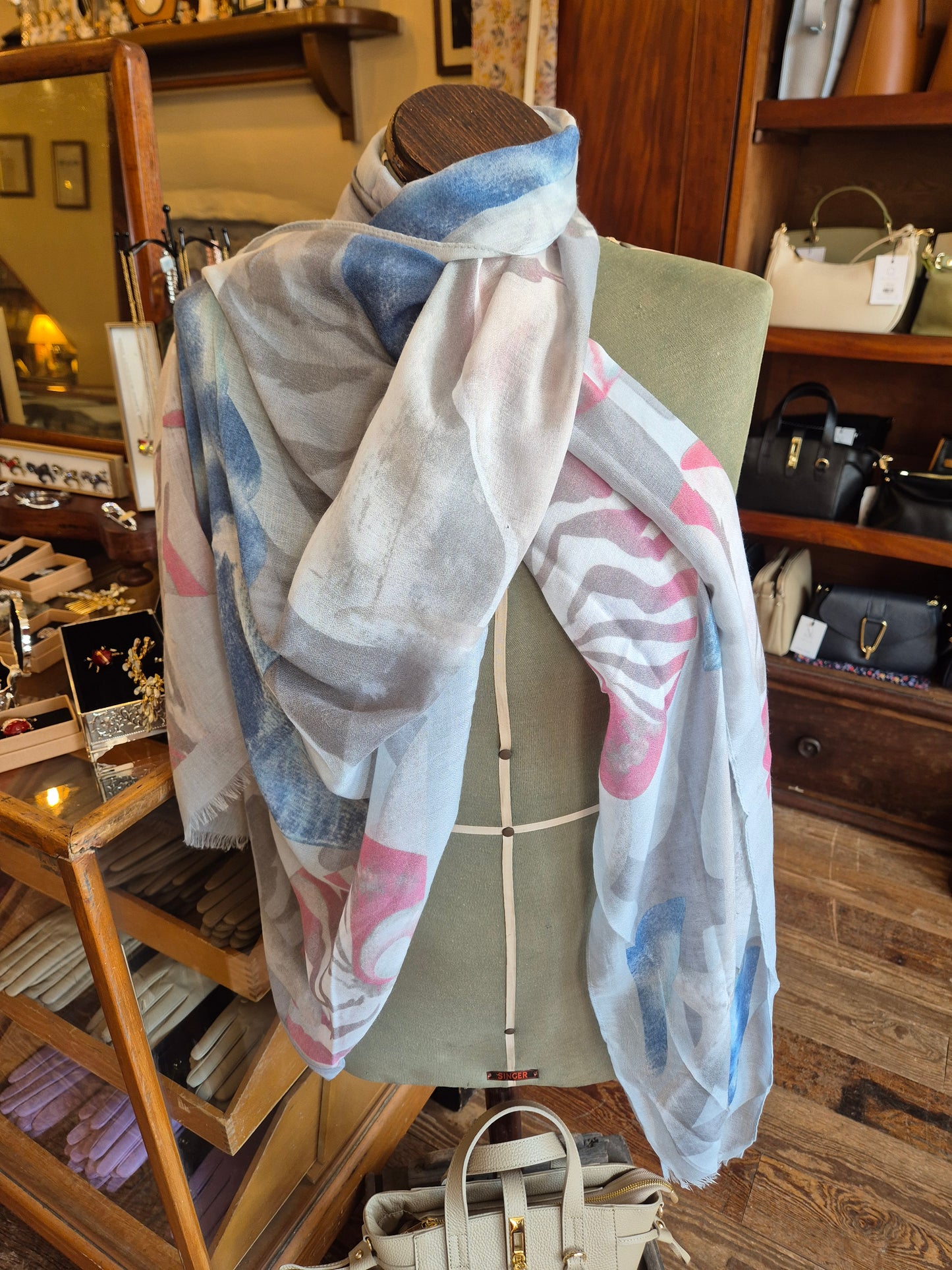 Grey Summer Seashell Scarf