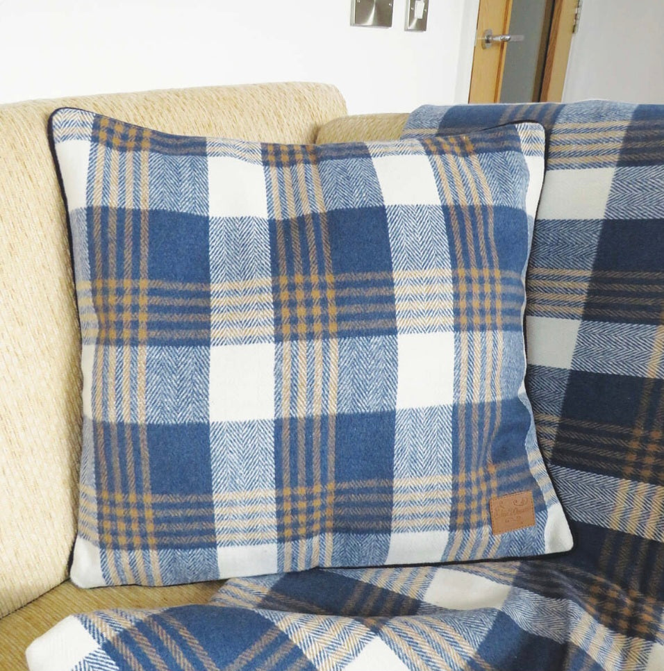 Blue Tweed Cushion Cover