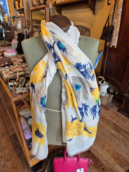 Yellow & Blue Floral Scarf