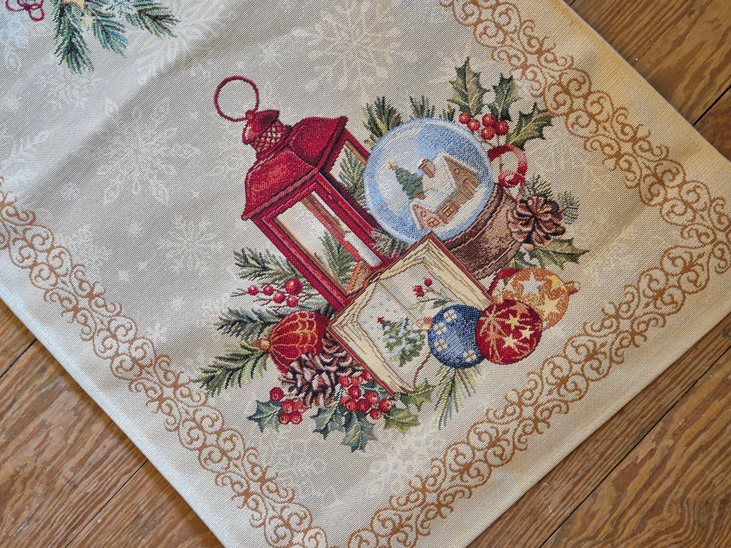 Festive Bauble Snowglobe Table Runner