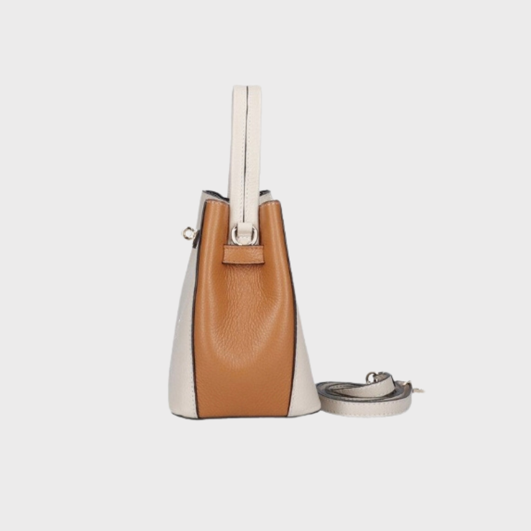 Isabelle Mini Leather Handbag cream & cognac