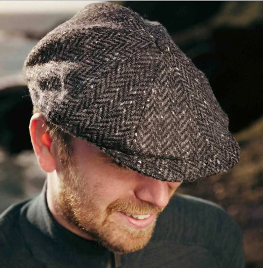 Eight Piece Charcoal Newsboy Cap