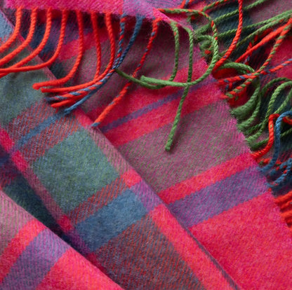 Pink Slate Navy Check Merino Wool Scarf
